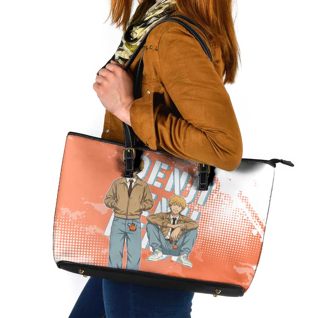 Denji Casual Chainsaw Man Leather Tote Bag Retro Manga Grunge Style