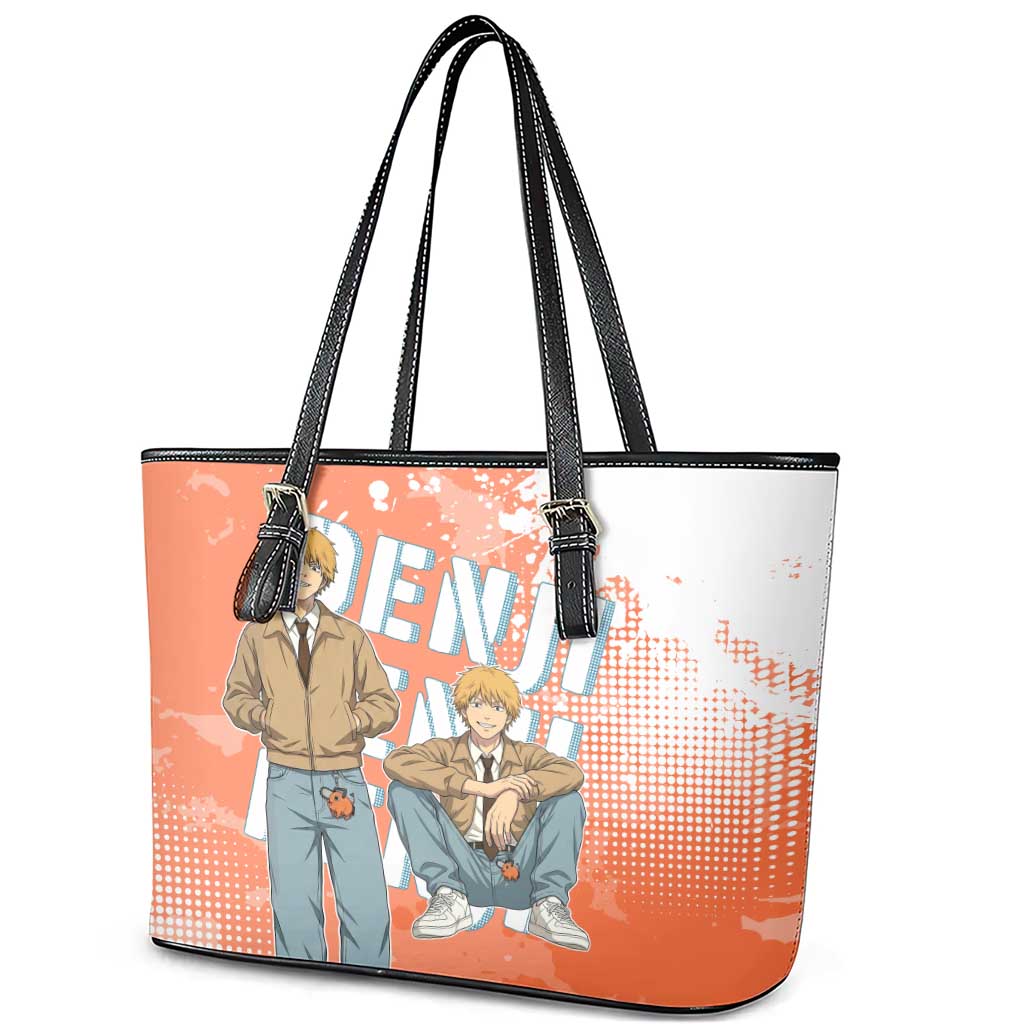 Denji Casual Chainsaw Man Leather Tote Bag Retro Manga Grunge Style