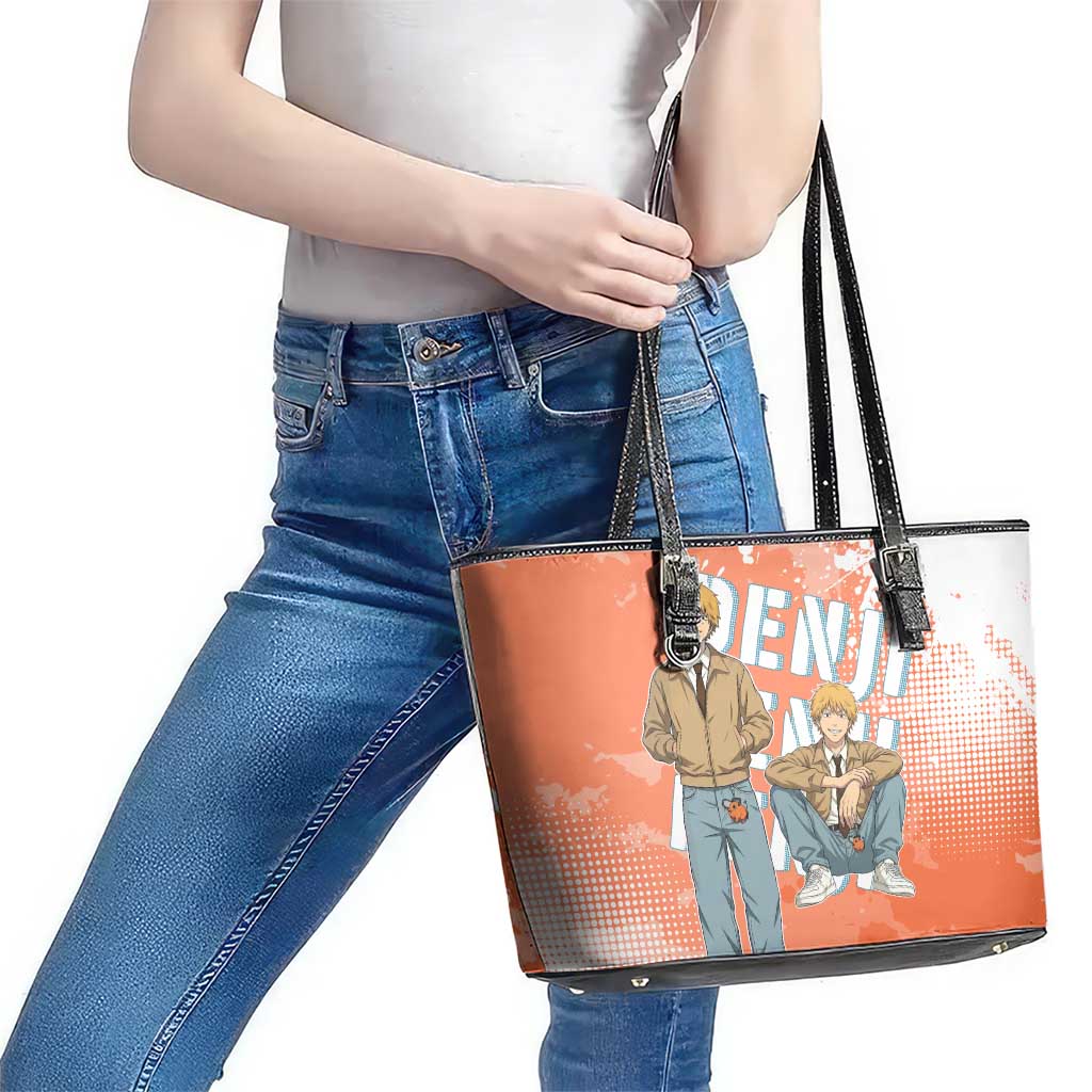 Denji Casual Chainsaw Man Leather Tote Bag Retro Manga Grunge Style