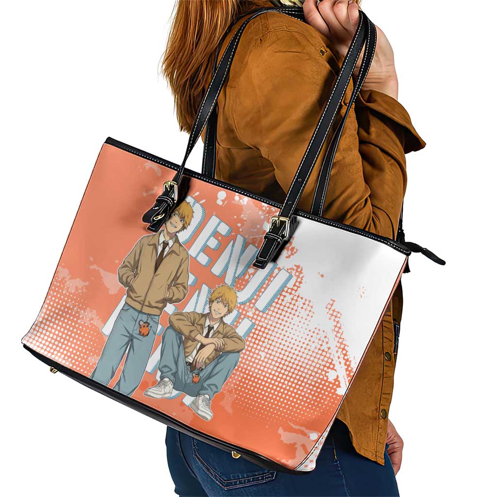 Denji Casual Chainsaw Man Leather Tote Bag Retro Manga Grunge Style