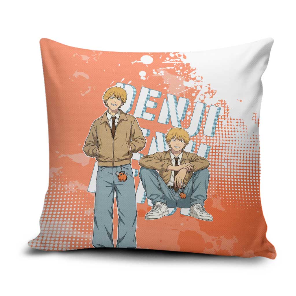 Denji Casual Chainsaw Man Pillow Cover Retro Manga Grunge Style