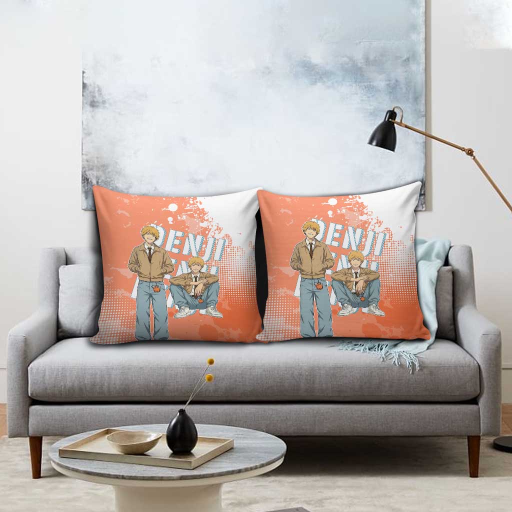 Denji Casual Chainsaw Man Pillow Cover Retro Manga Grunge Style