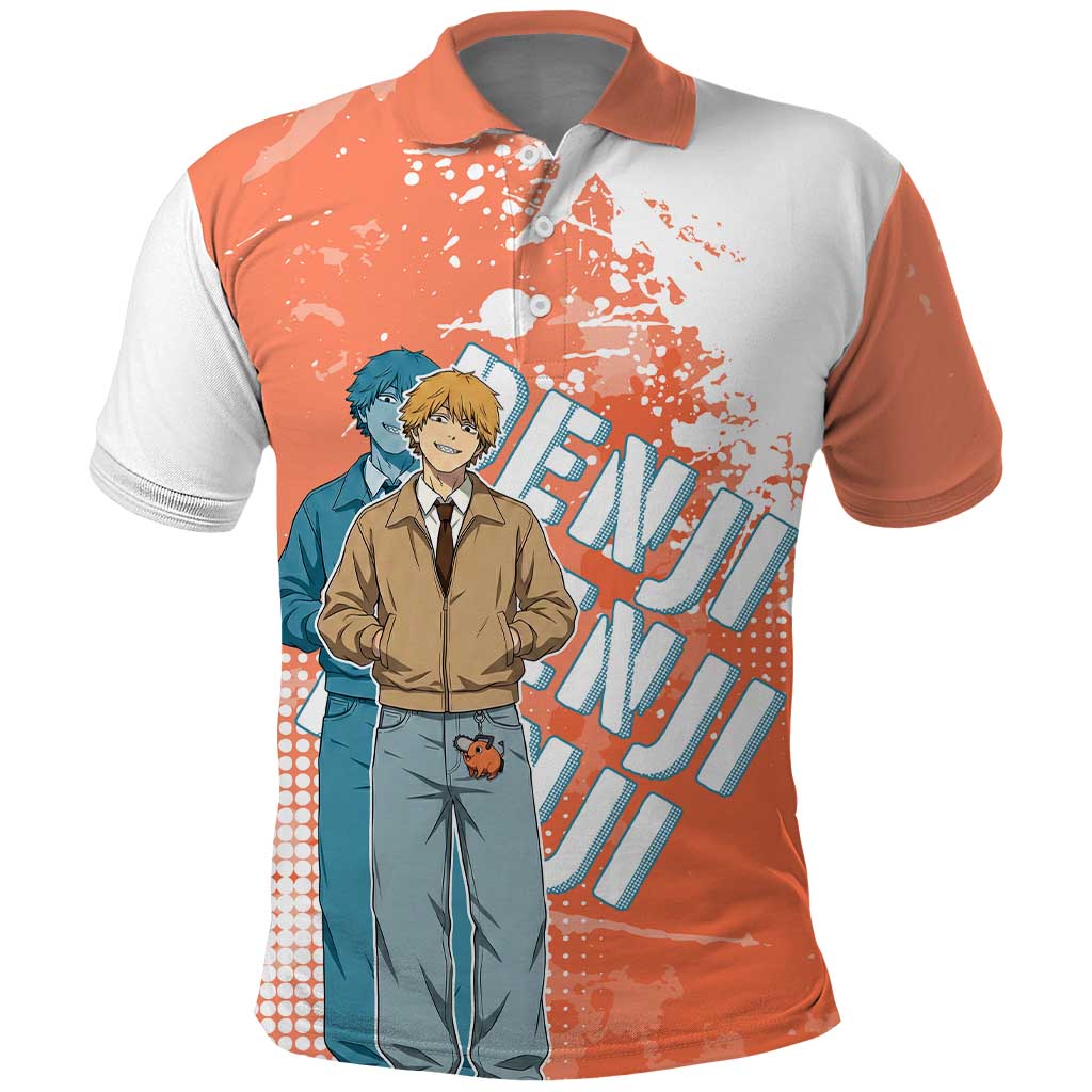 Denji Casual Chainsaw Man Polo Shirt Retro Manga Grunge Style