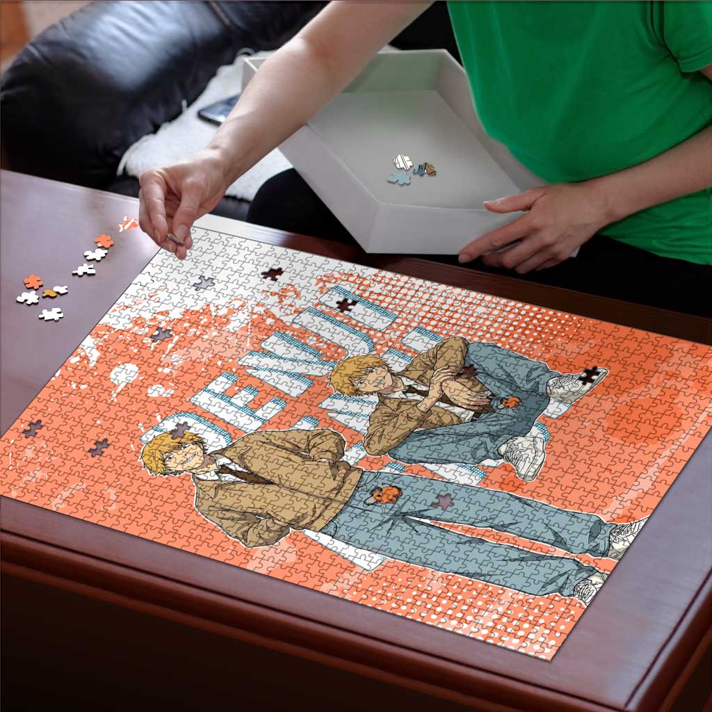 Denji Casual Chainsaw Man Puzzle Retro Manga Grunge Style