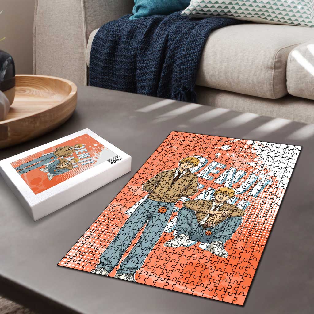 Denji Casual Chainsaw Man Puzzle Retro Manga Grunge Style