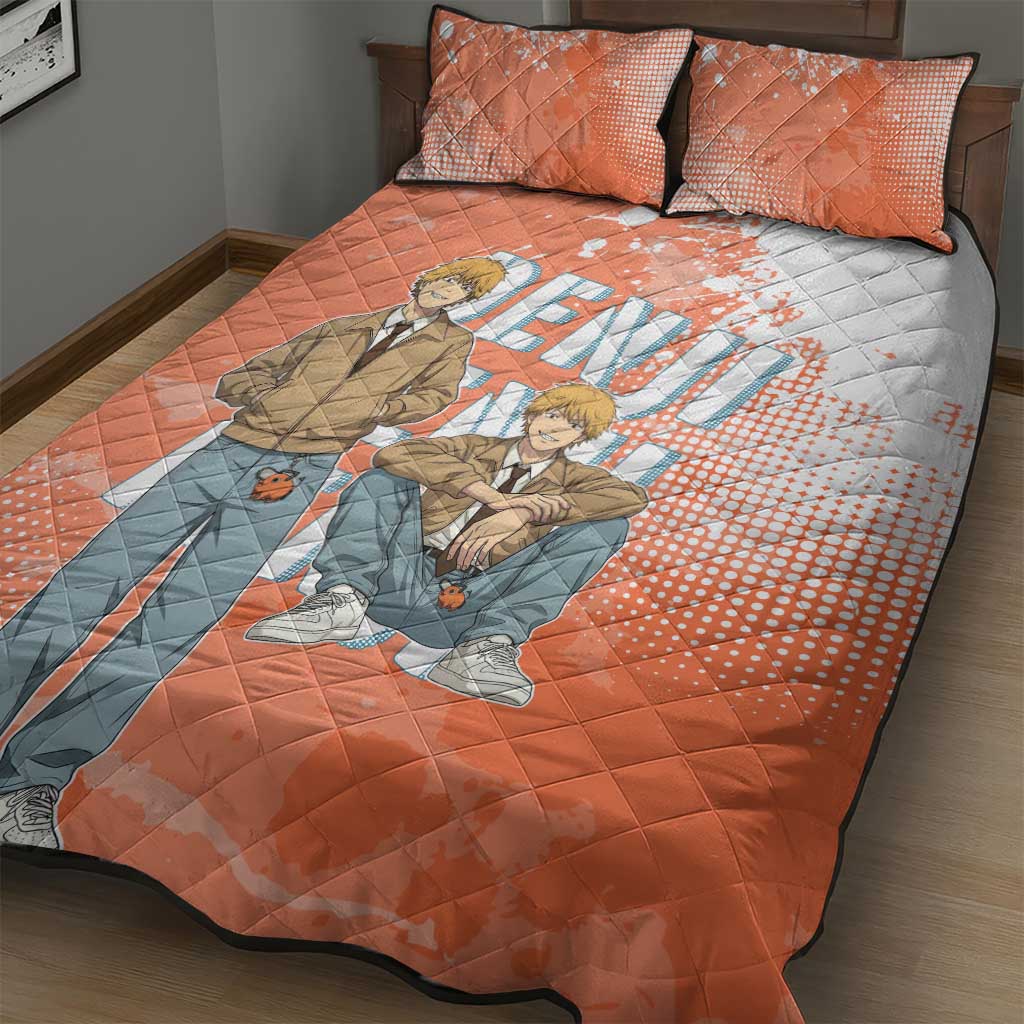 Denji Casual Chainsaw Man Quilt Bed Set Retro Manga Grunge Style