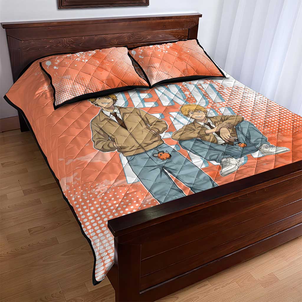 Denji Casual Chainsaw Man Quilt Bed Set Retro Manga Grunge Style