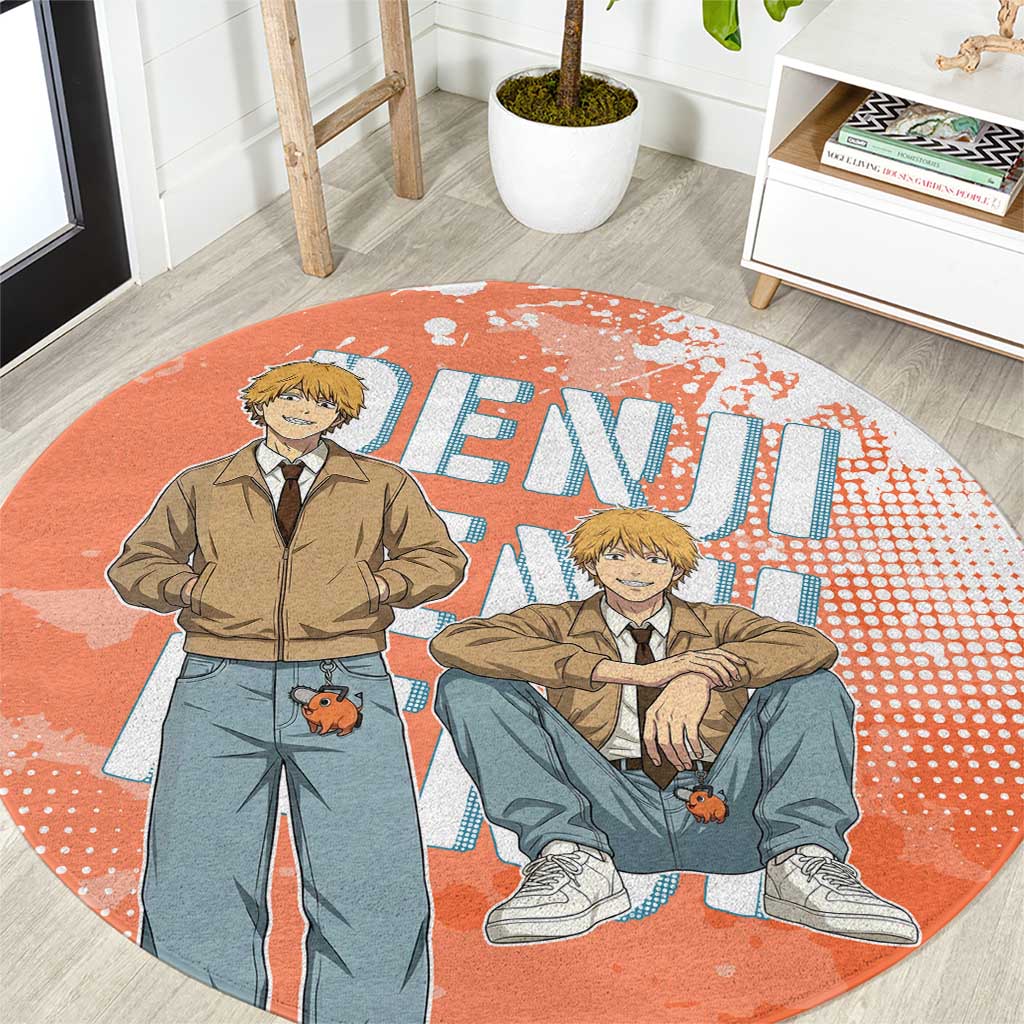 Denji Casual Chainsaw Man Round Carpet Retro Manga Grunge Style