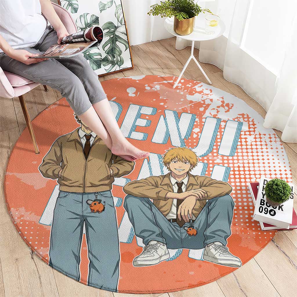 Denji Casual Chainsaw Man Round Carpet Retro Manga Grunge Style