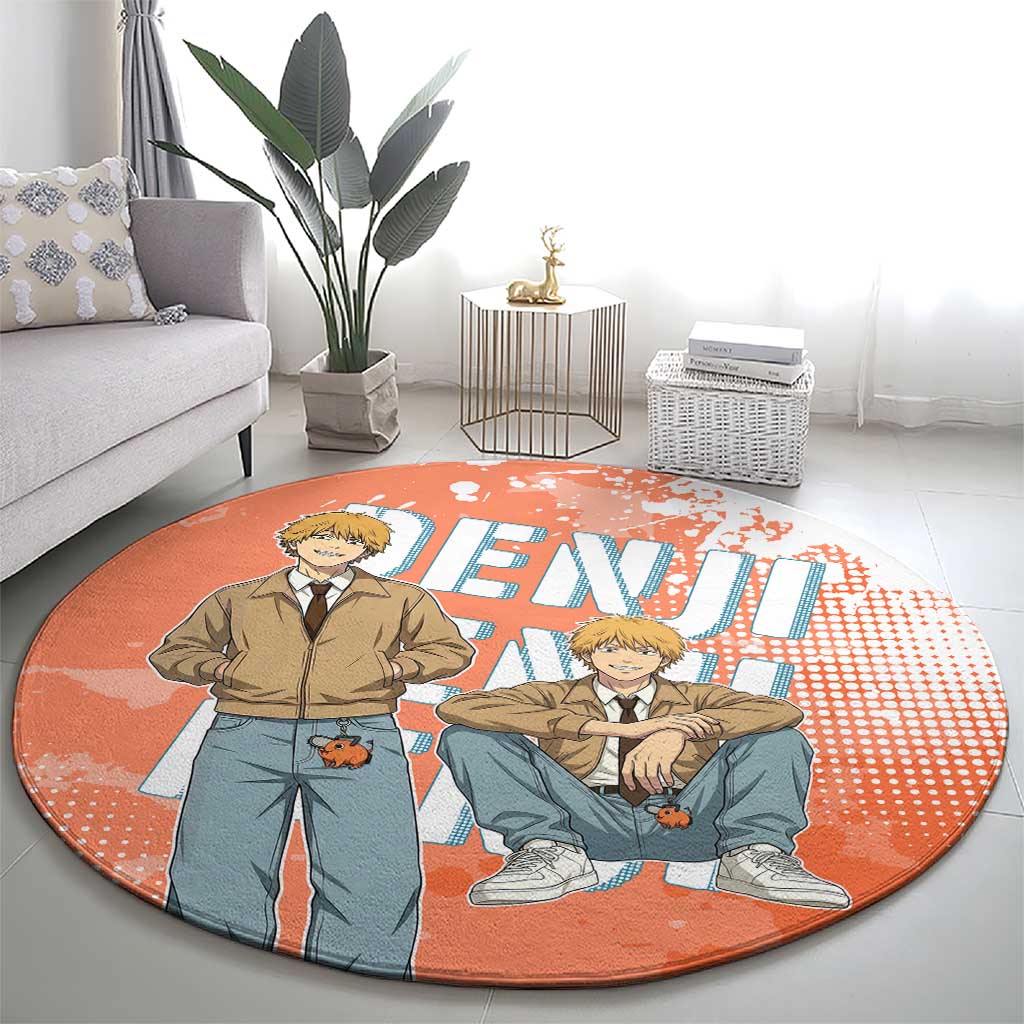 Denji Casual Chainsaw Man Round Carpet Retro Manga Grunge Style