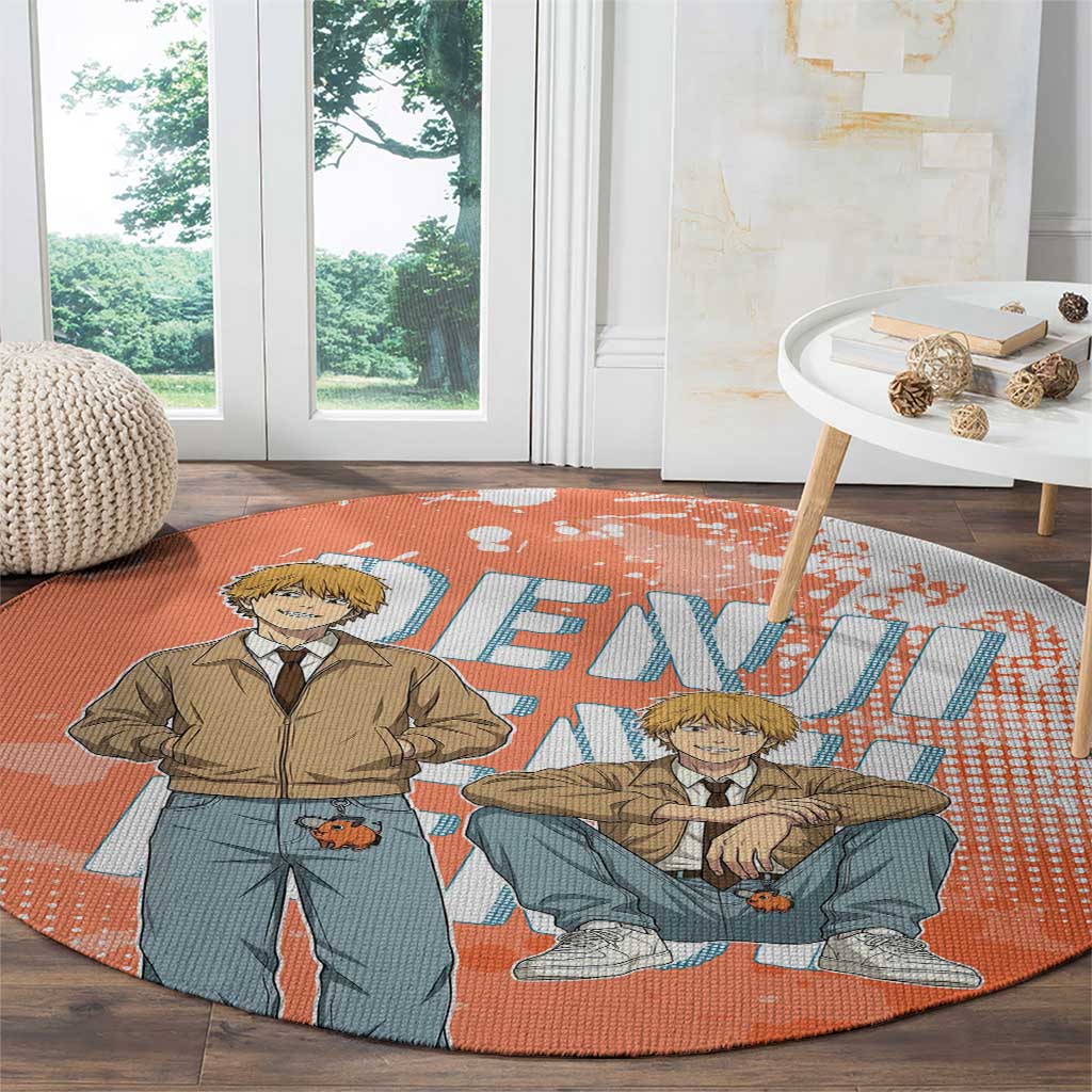 Denji Casual Chainsaw Man Round Carpet Retro Manga Grunge Style