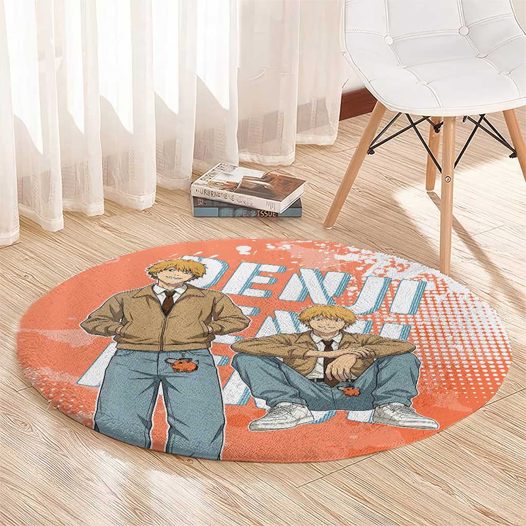 Denji Casual Chainsaw Man Round Carpet Retro Manga Grunge Style