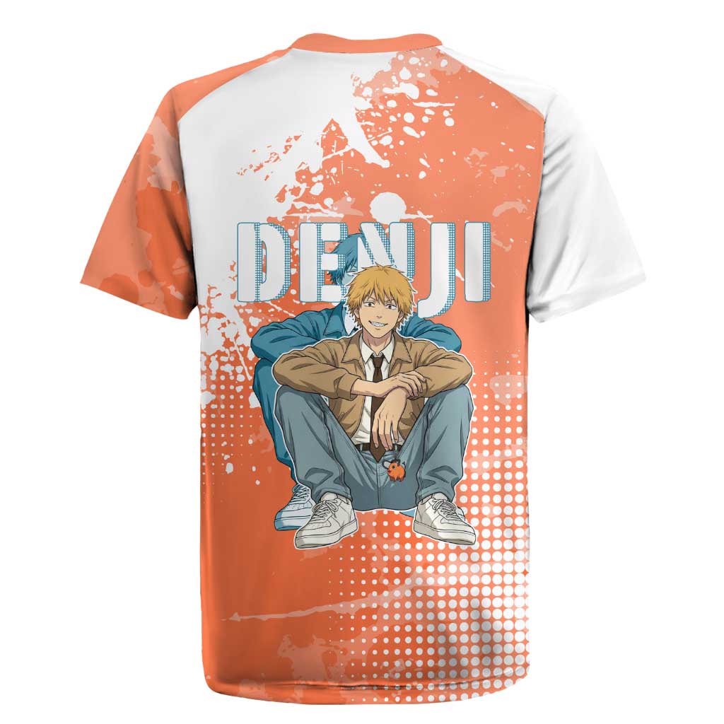 Denji Casual Chainsaw Man Rugby Jersey Retro Manga Grunge Style