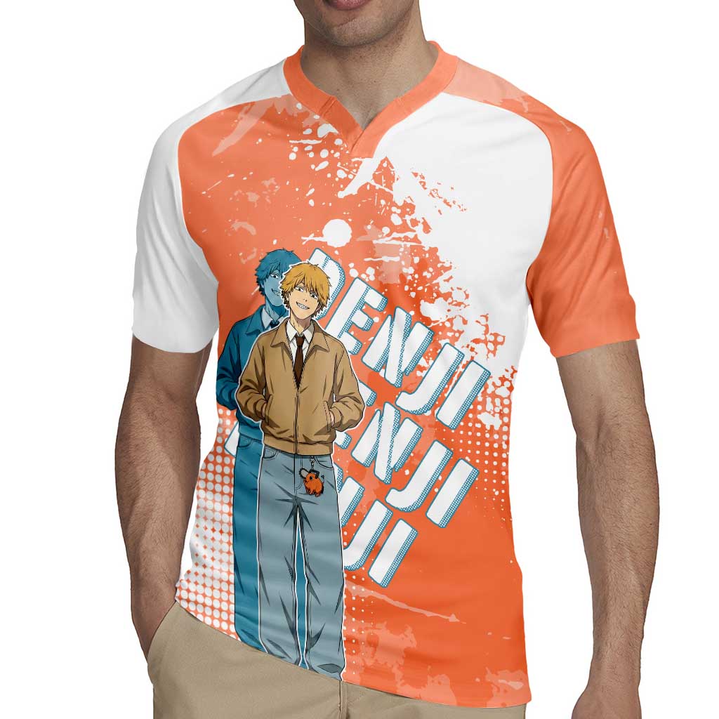 Denji Casual Chainsaw Man Rugby Jersey Retro Manga Grunge Style