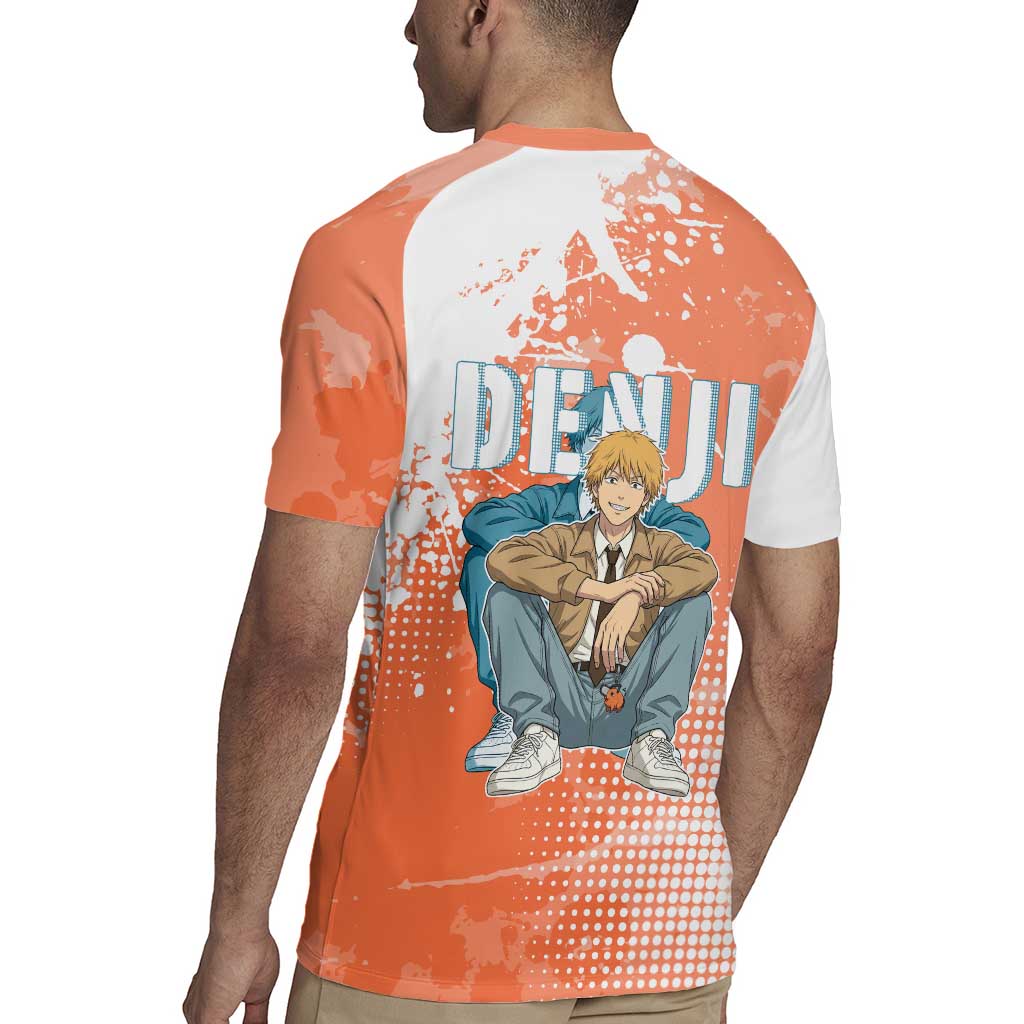 Denji Casual Chainsaw Man Rugby Jersey Retro Manga Grunge Style