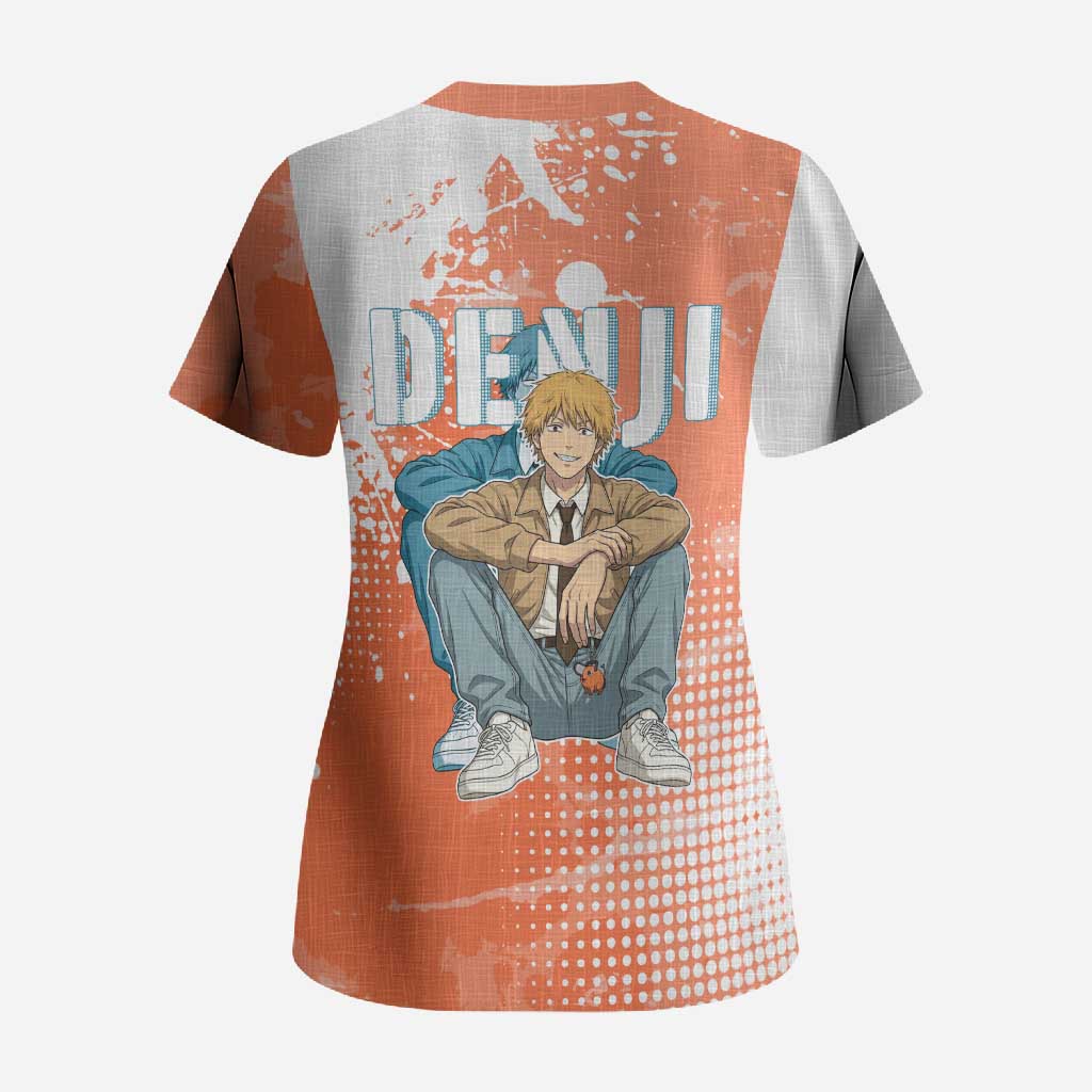 Denji Casual Chainsaw Man Scrub Top Retro Manga Grunge Style
