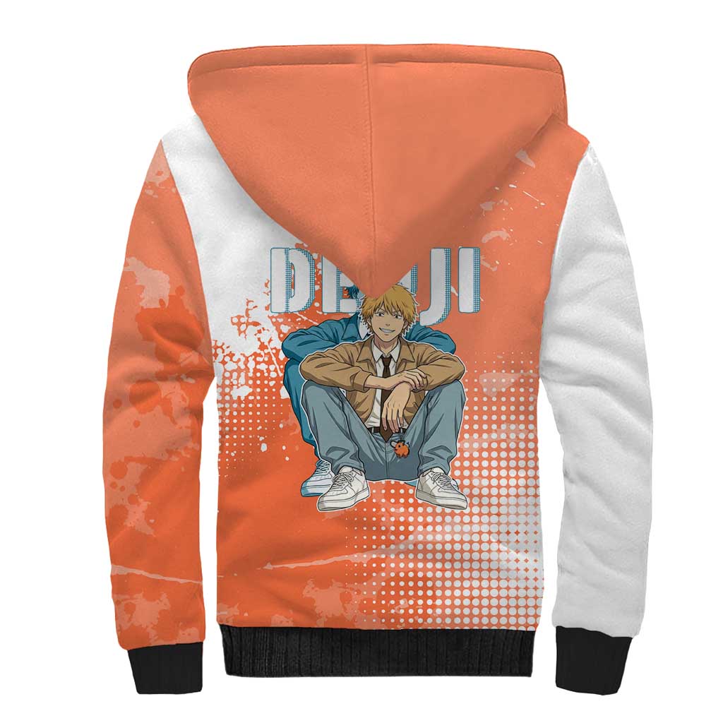 Denji Casual Chainsaw Man Sherpa Hoodie Retro Manga Grunge Style