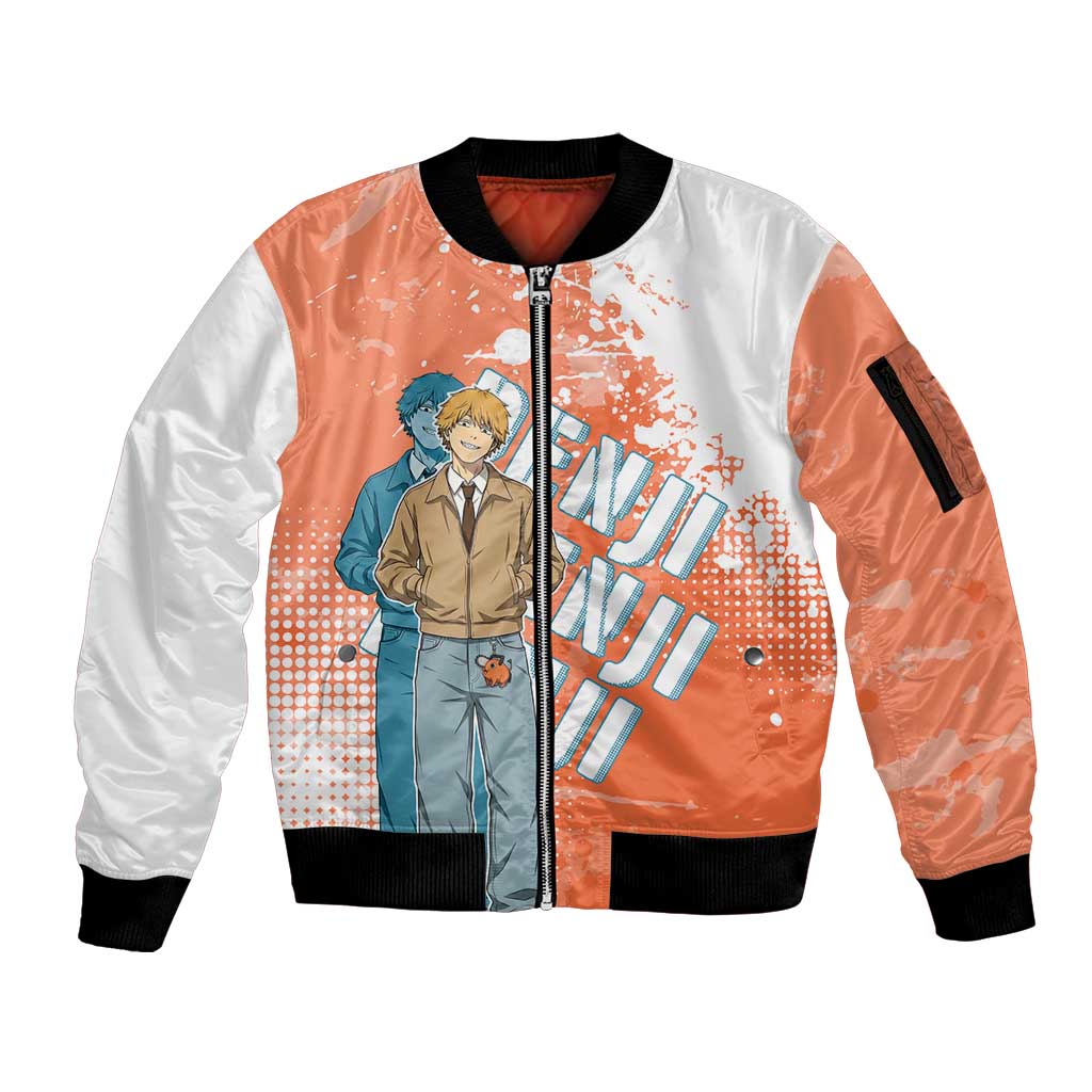 Denji Casual Chainsaw Man Sleeve Zip Bomber Jacket Retro Manga Grunge Style