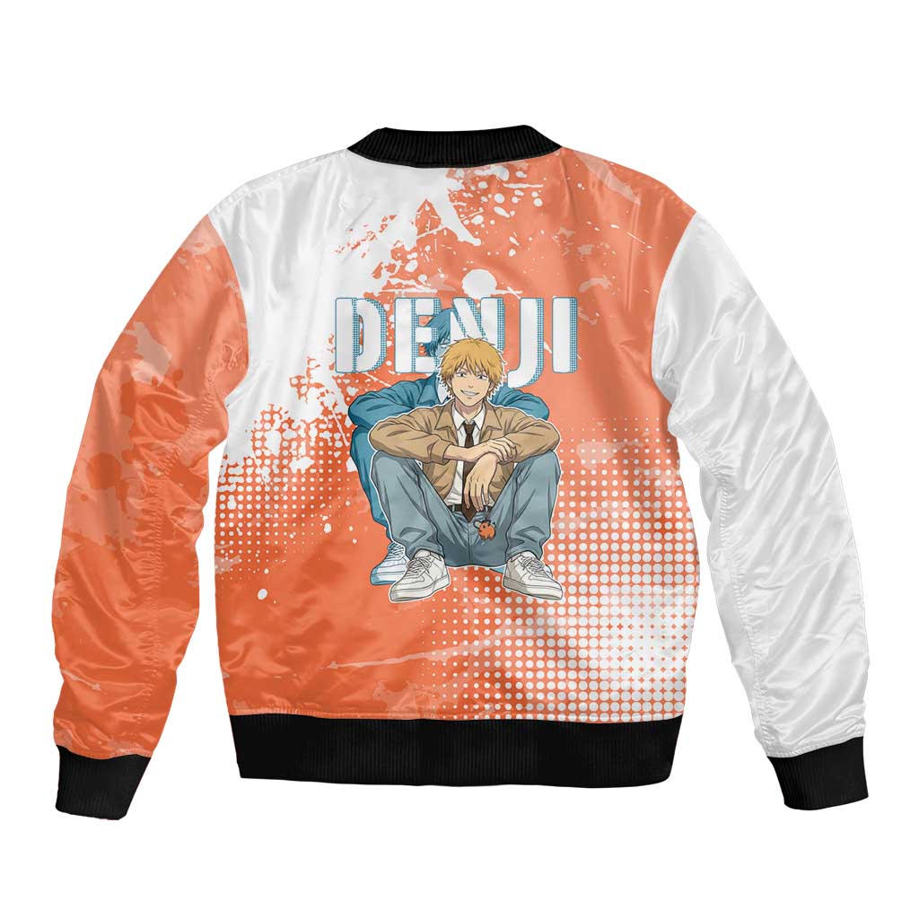 Denji Casual Chainsaw Man Sleeve Zip Bomber Jacket Retro Manga Grunge Style