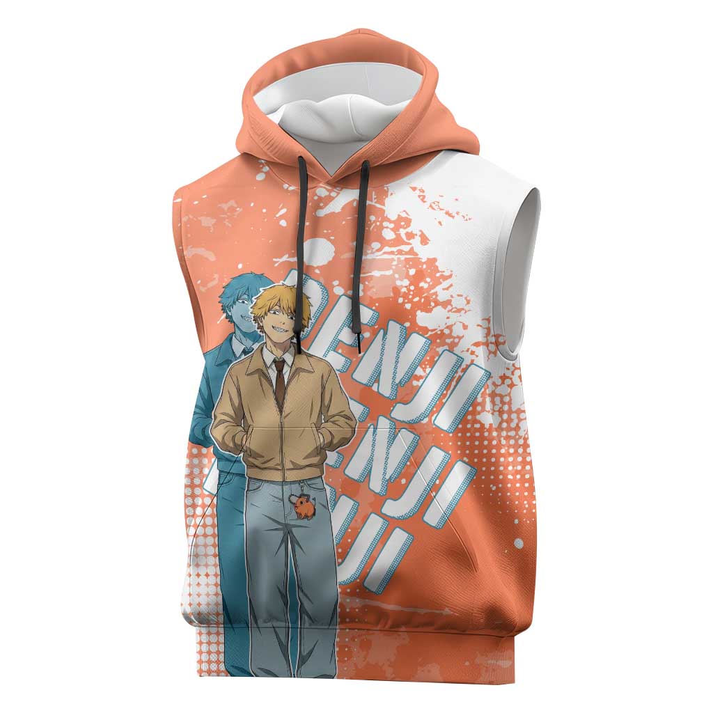 Denji Casual Chainsaw Man Sleeveless Hoodie Retro Manga Grunge Style