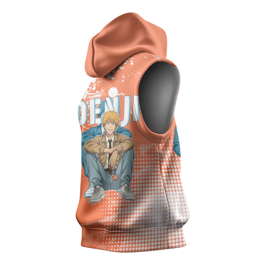 Denji Casual Chainsaw Man Sleeveless Hoodie Retro Manga Grunge Style