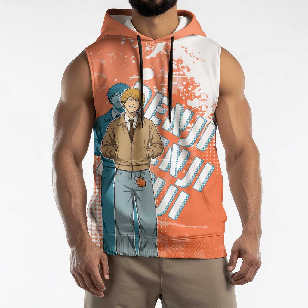 Denji Casual Chainsaw Man Sleeveless Hoodie Retro Manga Grunge Style