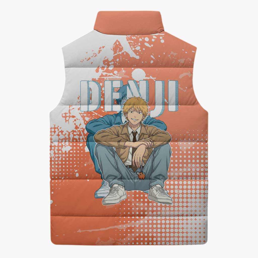 Denji Casual Chainsaw Man Sleeveless Puffer Jacket Retro Manga Grunge Style