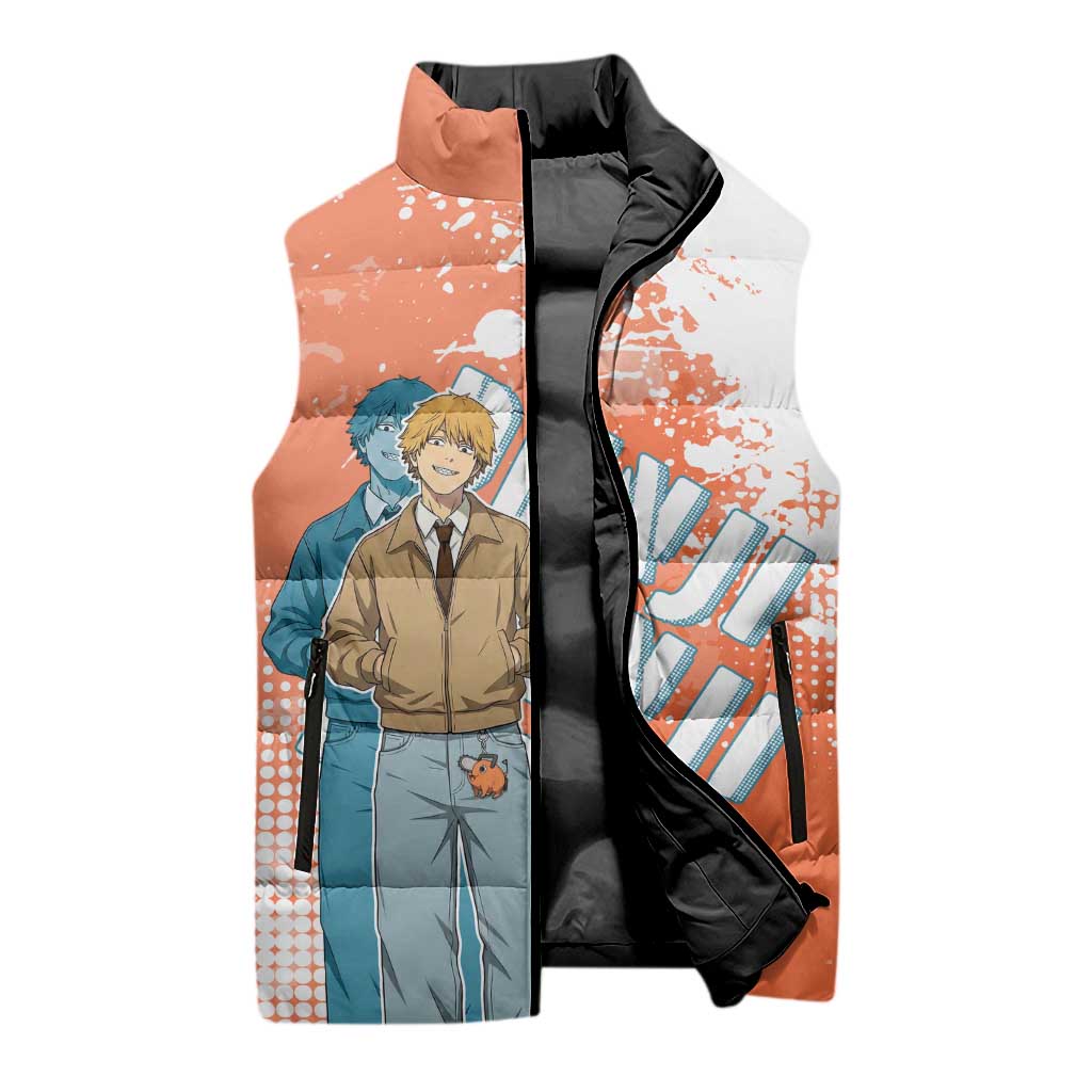 Denji Casual Chainsaw Man Sleeveless Puffer Jacket Retro Manga Grunge Style