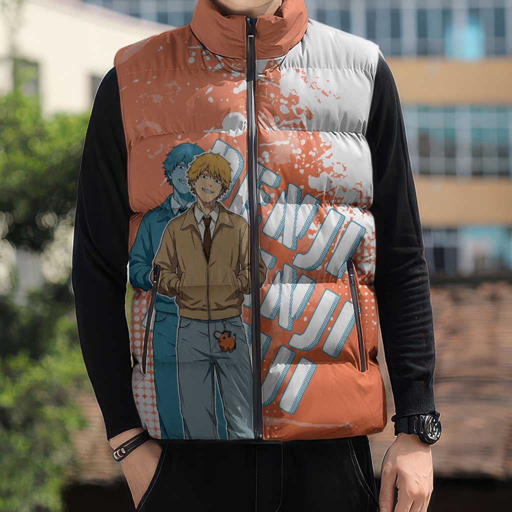 Denji Casual Chainsaw Man Sleeveless Puffer Jacket Retro Manga Grunge Style
