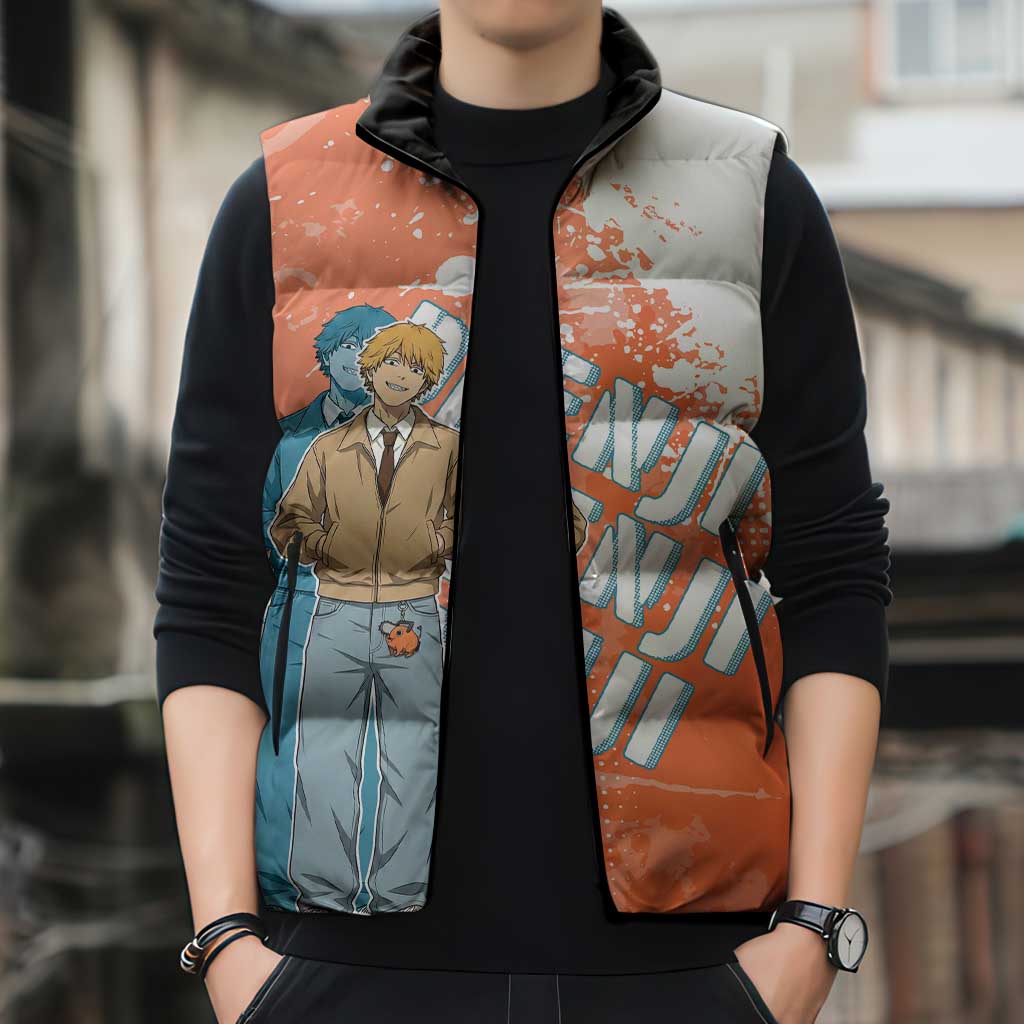 Denji Casual Chainsaw Man Sleeveless Puffer Jacket Retro Manga Grunge Style