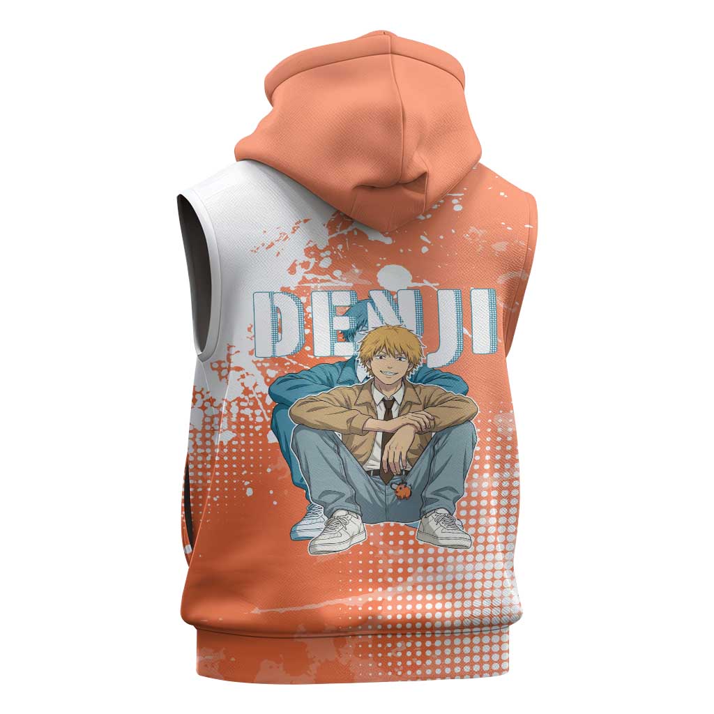 Denji Casual Chainsaw Man Sleeveless Zip Hoodie Retro Manga Grunge Style