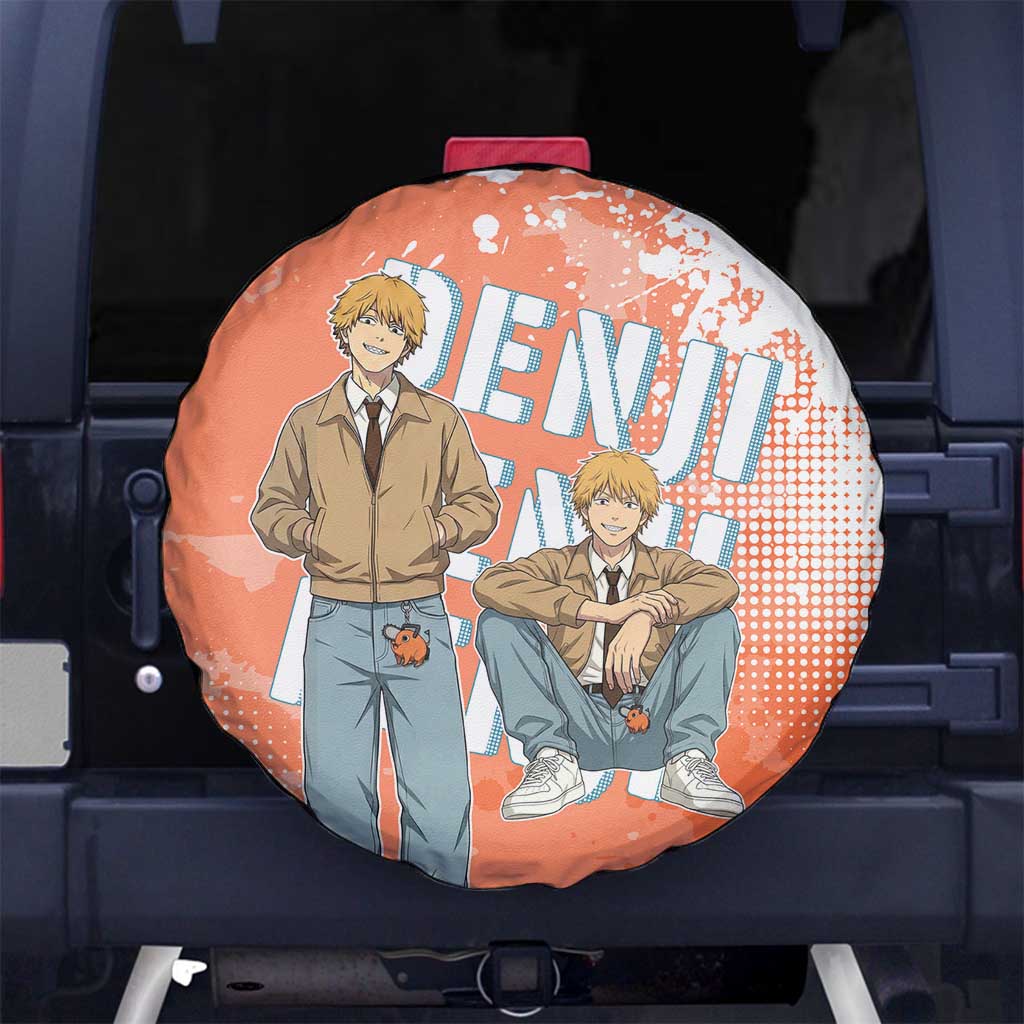 Denji Casual Chainsaw Man Spare Tire Cover Retro Manga Grunge Style