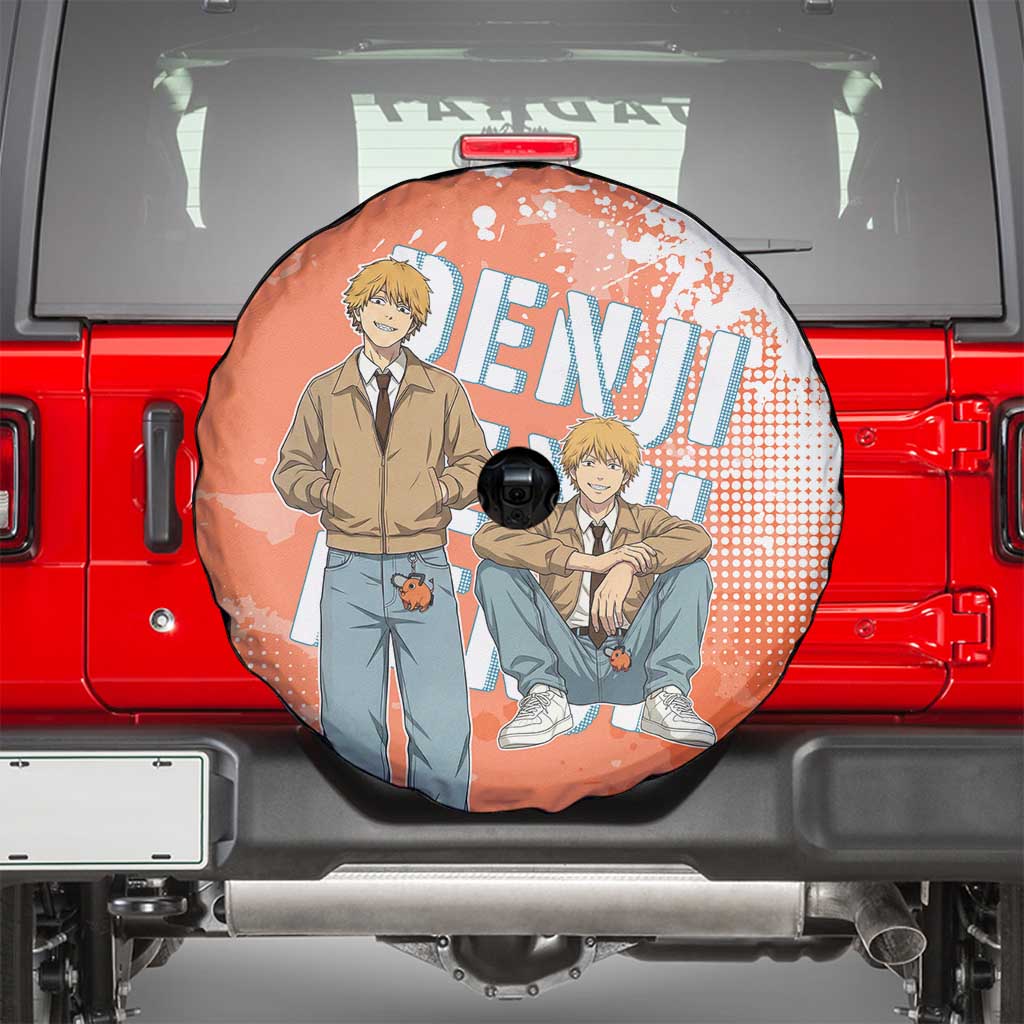 Denji Casual Chainsaw Man Spare Tire Cover Retro Manga Grunge Style