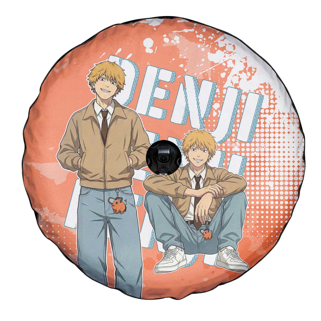 Denji Casual Chainsaw Man Spare Tire Cover Retro Manga Grunge Style