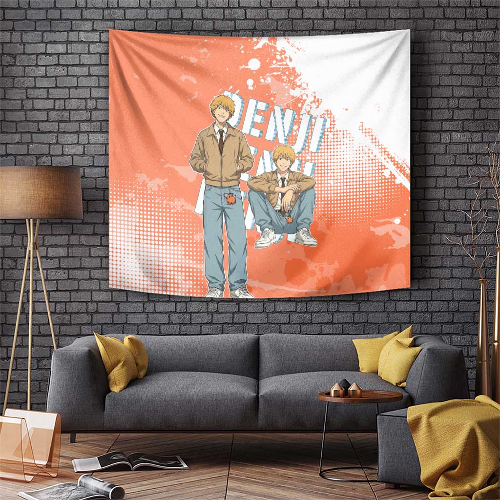 Denji Casual Chainsaw Man Tapestry Retro Manga Grunge Style