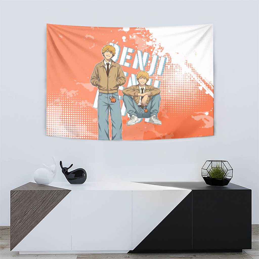 Denji Casual Chainsaw Man Tapestry Retro Manga Grunge Style