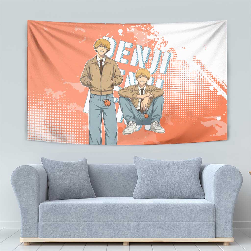 Denji Casual Chainsaw Man Tapestry Retro Manga Grunge Style