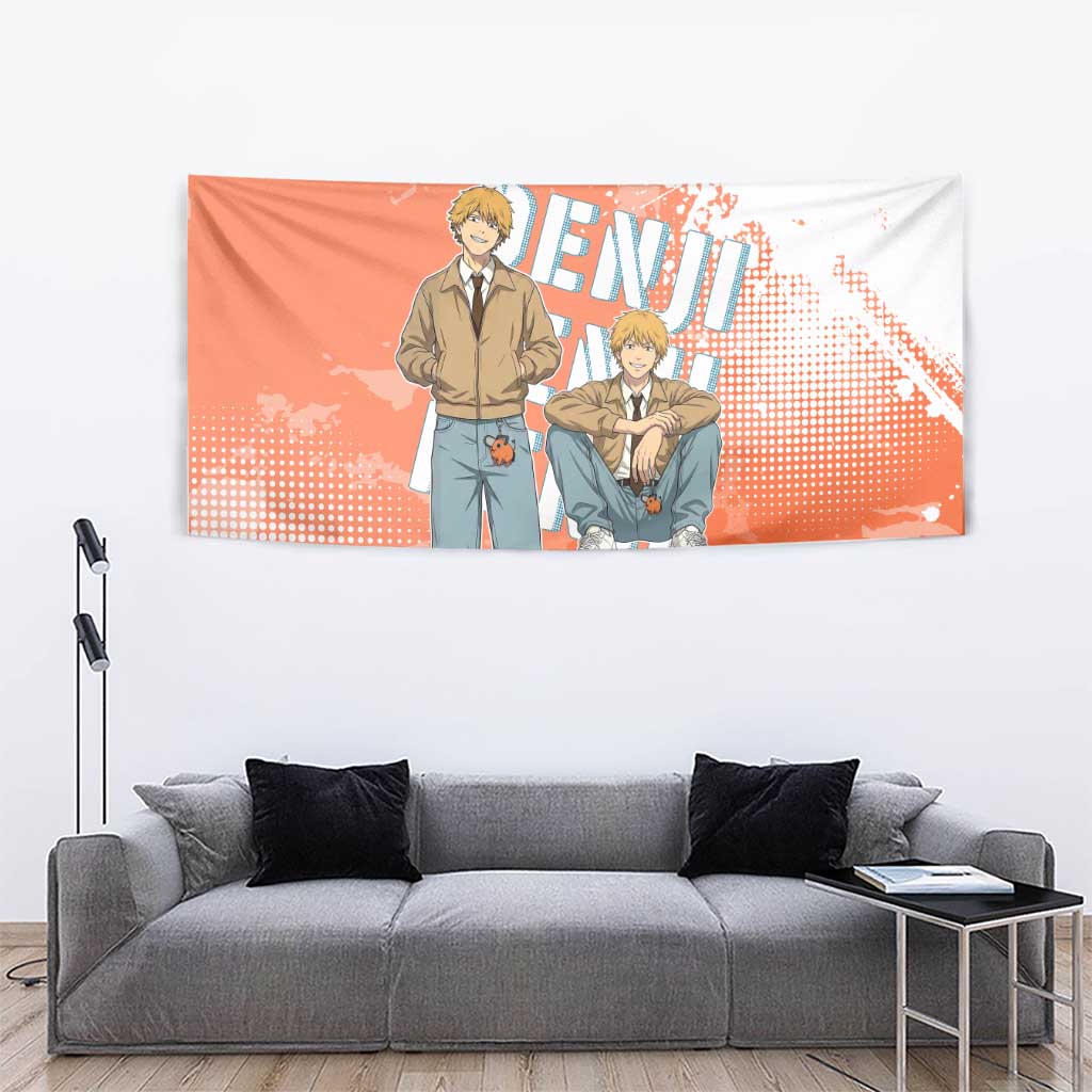 Denji Casual Chainsaw Man Tapestry Retro Manga Grunge Style
