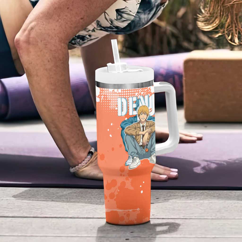 Denji Casual Chainsaw Man Tumbler With Handle Retro Manga Grunge Style
