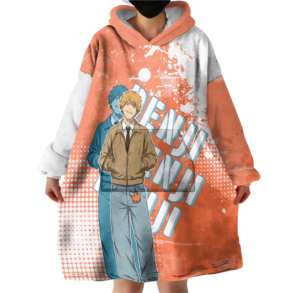 Denji Casual Chainsaw Man Wearable Blanket Hoodie Retro Manga Grunge Style