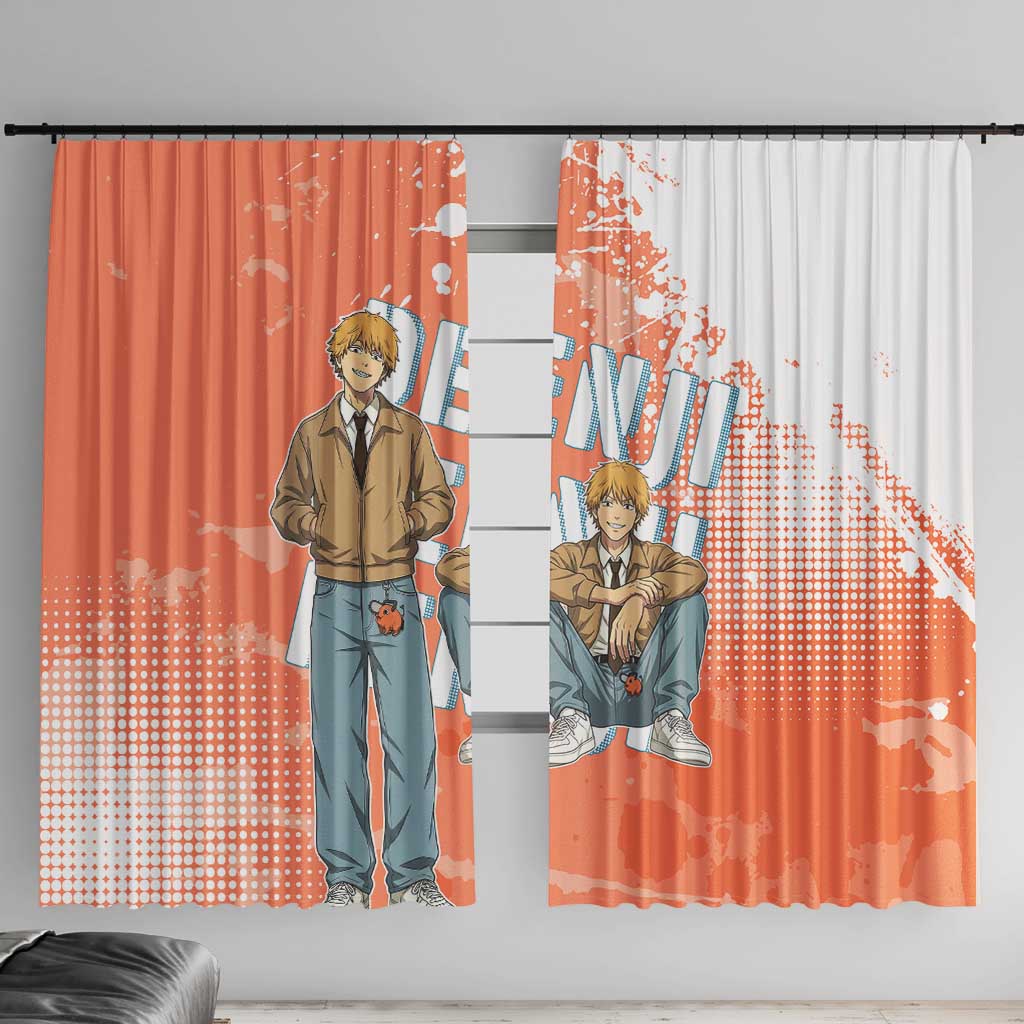 Denji Casual Chainsaw Man Window Curtain Retro Manga Grunge Style