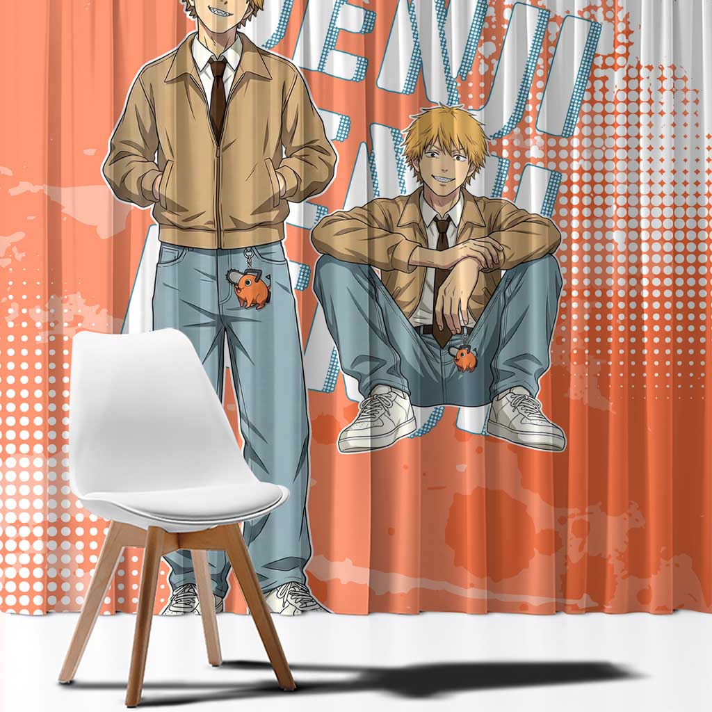 Denji Casual Chainsaw Man Window Curtain Retro Manga Grunge Style