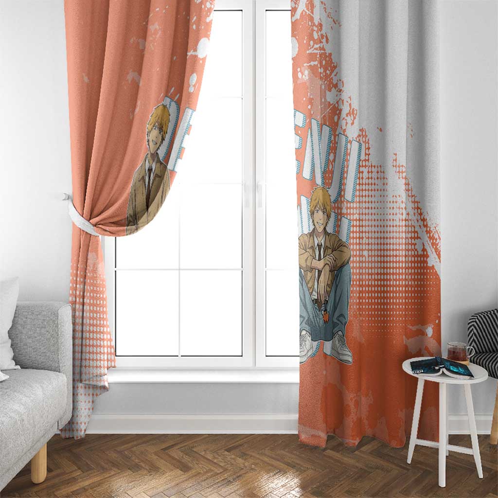 Denji Casual Chainsaw Man Window Curtain Retro Manga Grunge Style