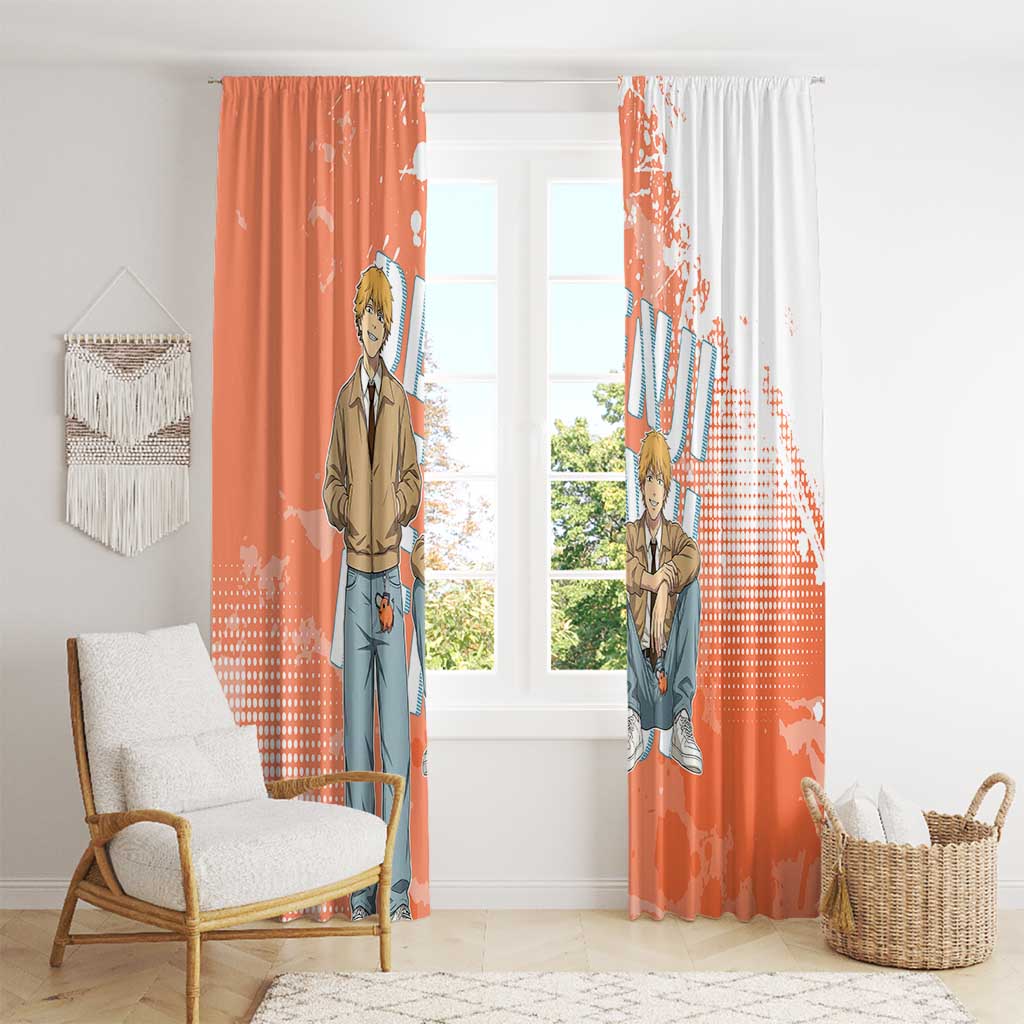 Denji Casual Chainsaw Man Window Curtain Retro Manga Grunge Style