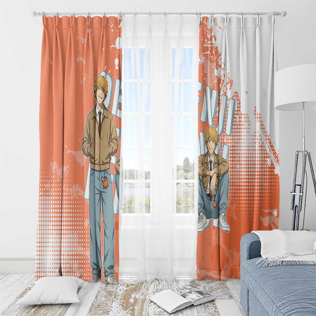 Denji Casual Chainsaw Man Window Curtain Retro Manga Grunge Style