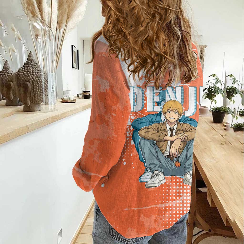 Denji Casual Chainsaw Man Women Casual Shirt Retro Manga Grunge Style