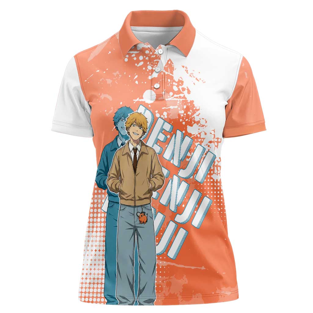 Denji Casual Chainsaw Man Women Polo Shirt Retro Manga Grunge Style