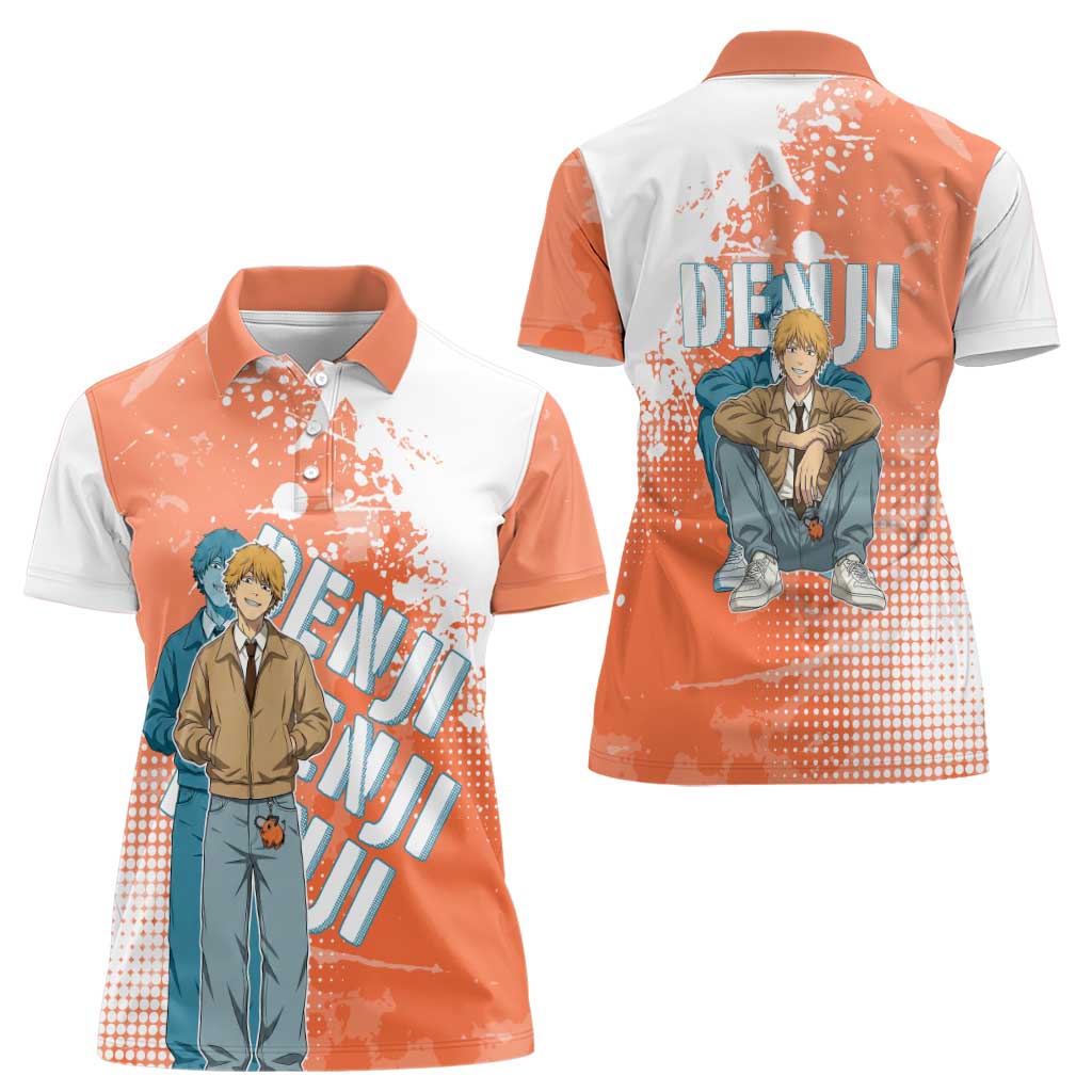 Denji Casual Chainsaw Man Women Polo Shirt Retro Manga Grunge Style