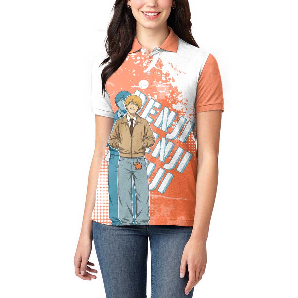 Denji Casual Chainsaw Man Women Polo Shirt Retro Manga Grunge Style