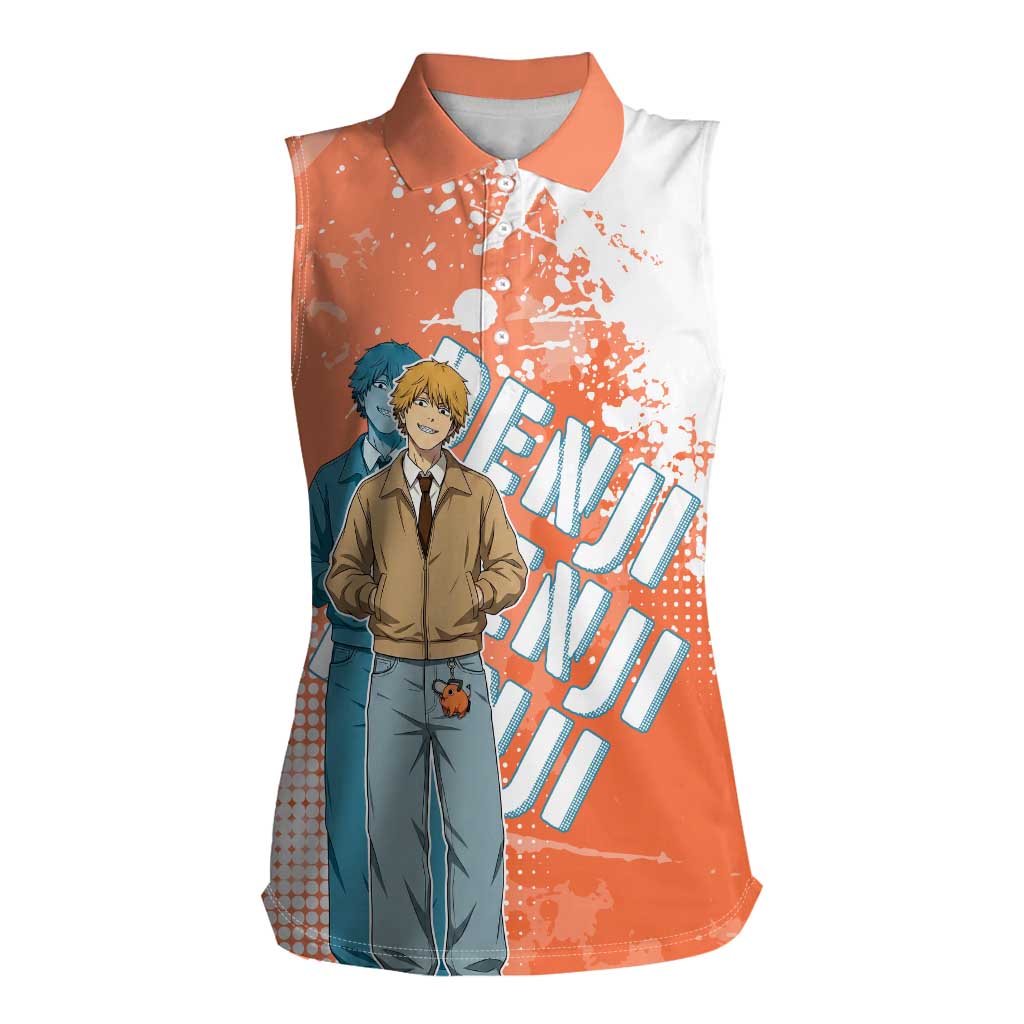 Denji Casual Chainsaw Man Women Sleeveless Polo Shirt Retro Manga Grunge Style